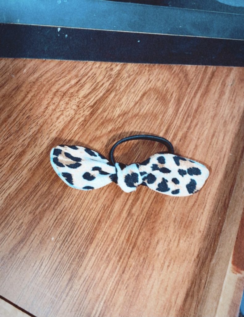 leopard bow hair tie